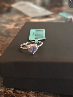 Elegant Heart Solitaire Ring with tanzanite Stone - 925 Sterling Silver